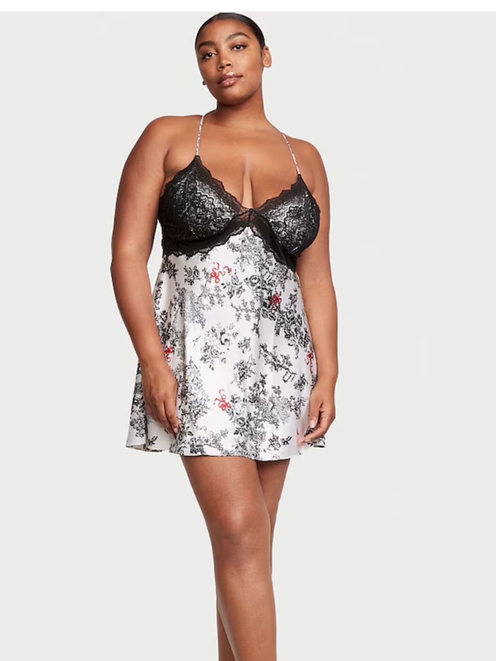 Victoria’s Secret Porcelain Toile White Satin Lace Plunge Open Back Slip Dress
